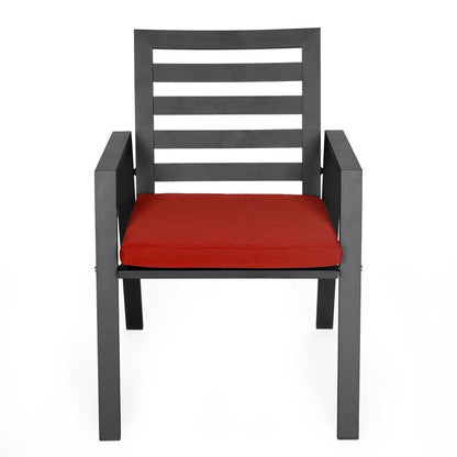 Chelsea Aluminum Outdoor Dining Table 87 With 8 Chairs and Cherry Cushions