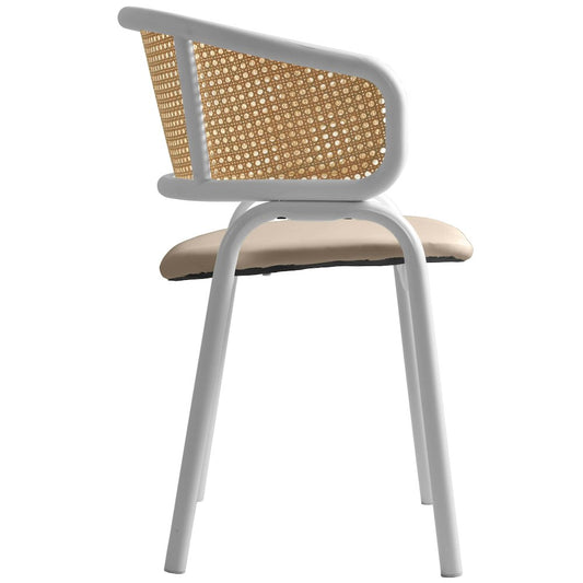 Ervilla - Dining Chair - White frame in Taupe Leather Set of 2