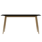Zayle Series Modern Dining Table Brushed Gold Base, With 71 Black Glass Top