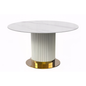 Round Dining Table White\Gold Base with 60 Round Solid White Sintered Stone Top