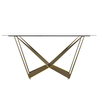 Modern Dining Table with a 55" Rectangular Top and Gold Steel Base