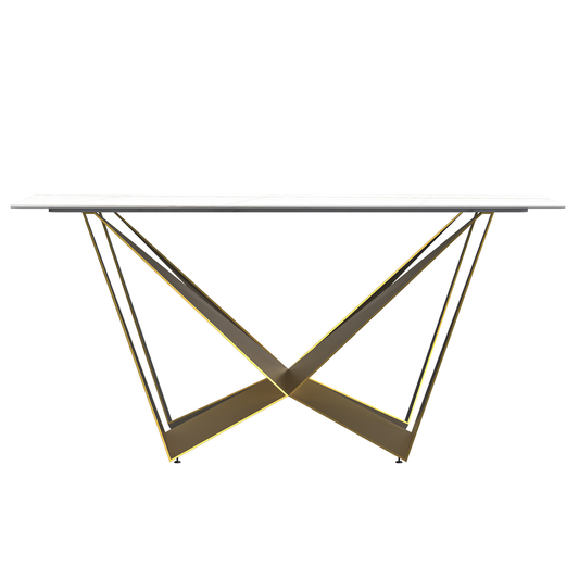 Modern Dining Table with a 55" Rectangular Top and Gold Steel Base