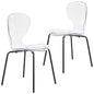 Modern Oyster Transparent Side Chair in Black Base set of 2