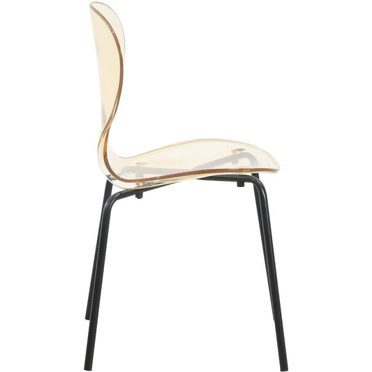 Modern Oyster Transparent Side Chair in Black Base set of 4