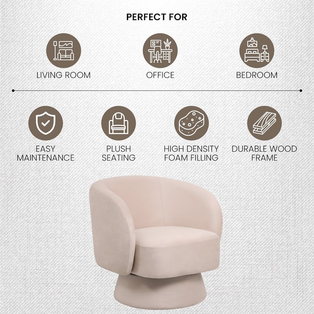 Raze Collection Modern Accent Chair in Beige Velvet