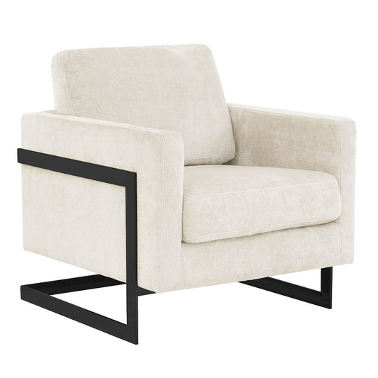 Lincoln Grey Boucle Accent Armchair With Black Frame