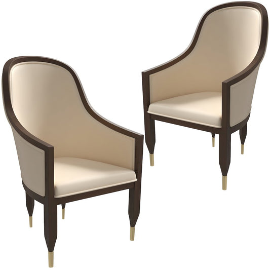 Elara Collection Wooden Dining Chair in Black/White Set of 2