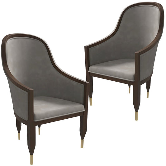 Elara Collection Wooden Dining Chair in Two-Tone Green Set of 2