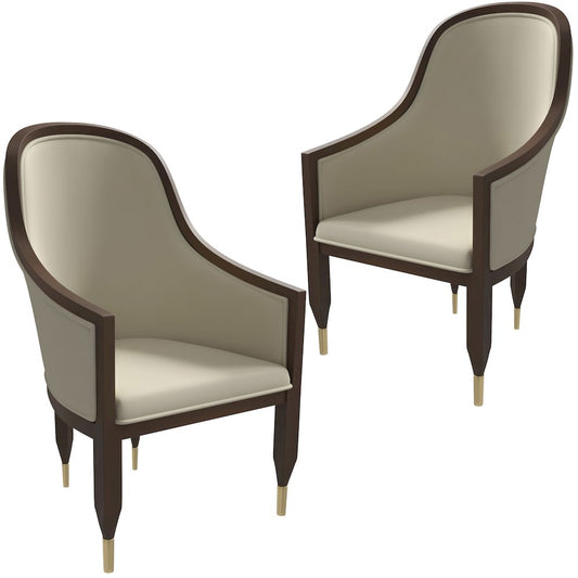 Elara Collection Wooden Dining Chair in Two-Tone Toupe Set of 2