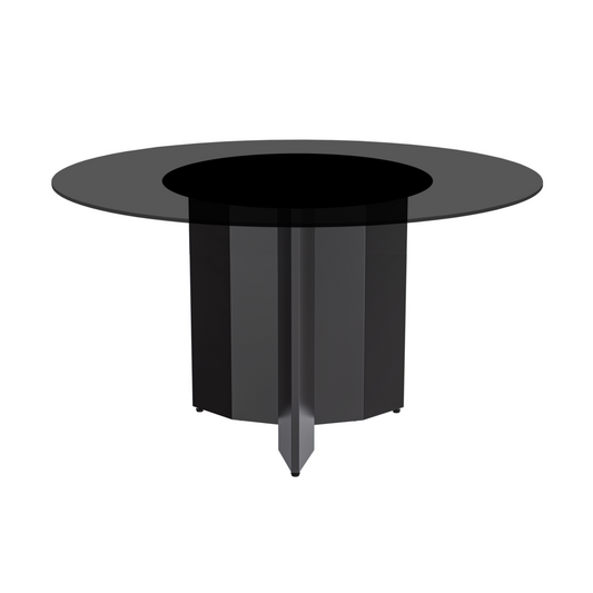 Zevro Series Round Dining Table Black Base with 60 Round BLack Glass Top