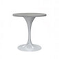 27 Round Dining Table, White Base with Laminated White Marbleized Top