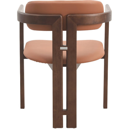 Velo Series Modern Dining Chair Walnut Wood with Dark Brown Seat Set of 4