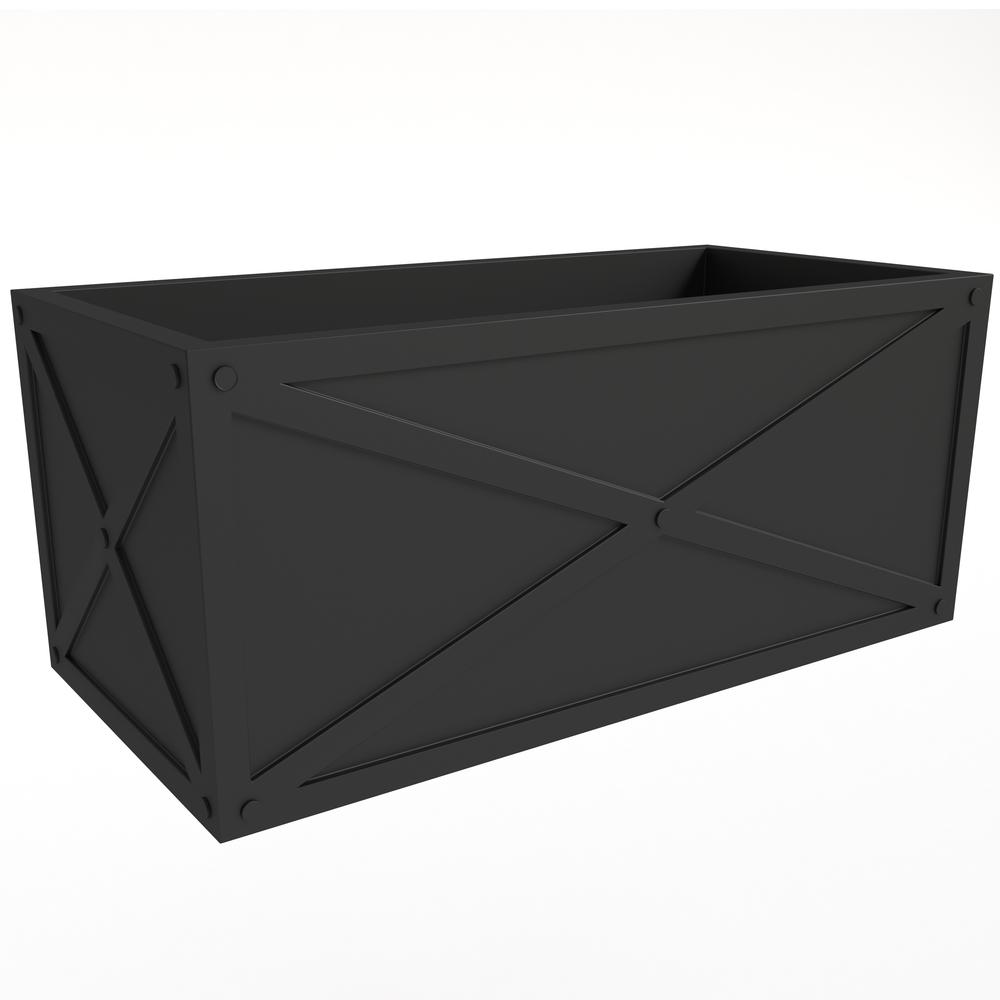 Bonsai Series Rectangle Poly Stone Planter in Black 14.6 x 13 30 Long