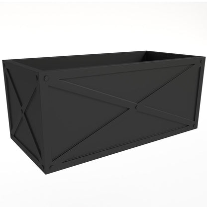 Bonsai Series Rectangle Poly Stone Planter in Black 14.6 x 13 30 Long