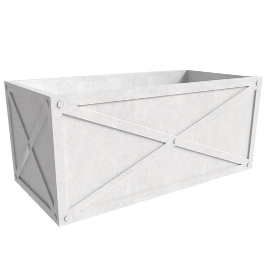 Bonsai Series Rectangle Poly Stone Planter in White 14.6 x 13 30 Long