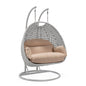 Mendoza Light Grey Wicker Hanging 2 person Egg Swing Chair