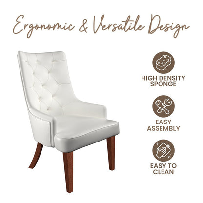 Spruce Collection Modern Wooden Dining Chair in White Set of 2