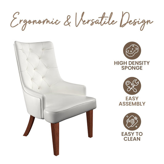 Spruce Collection Modern Wooden Dining Chair in White Set of 2