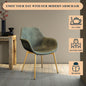 Markley Modern Leather Dining Arm Chair With Gold Metal Legs
