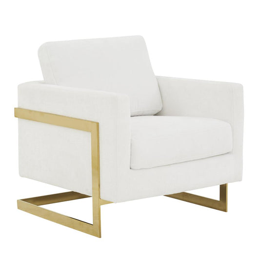 Accent Armchair with Gold Stainless Steel Frame and Removable Back Cushion