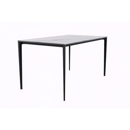 Avo Series Modern Dining Table Black Base, With 55 White Sintered Stone Top