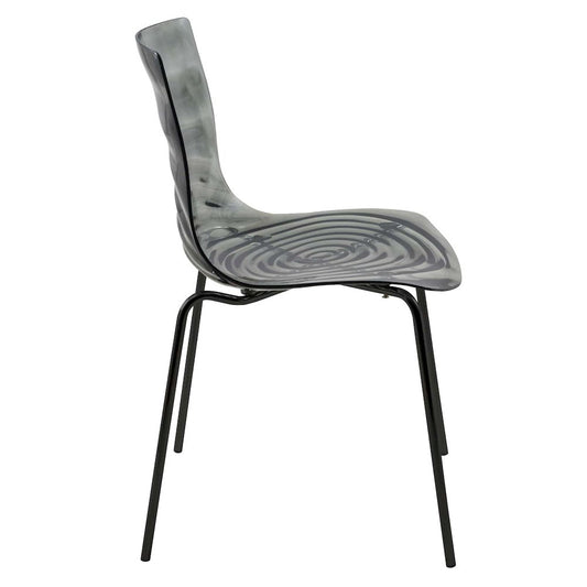 Astor Water Ripple Design Dining Chair in Black Base Trans Black Seat Set of 4