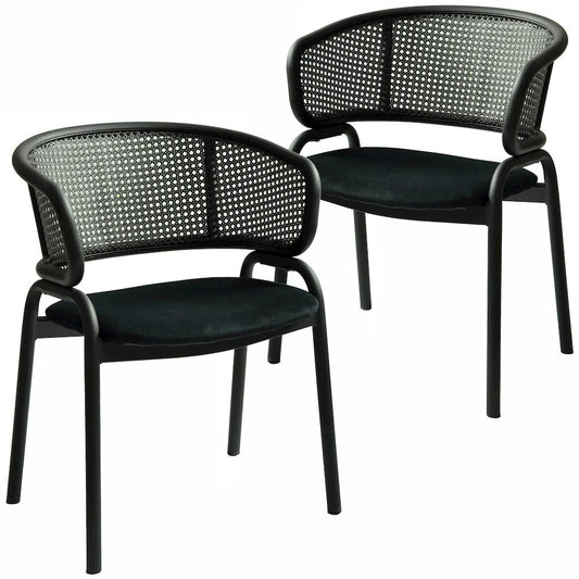 Ervilla Dining Armchair in Black Steel Frame Set of 2