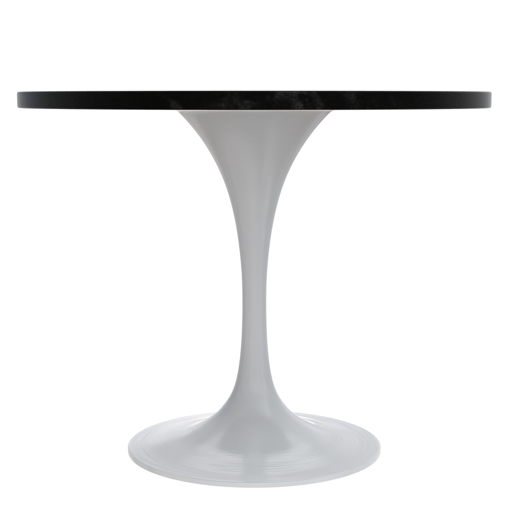 Verve 36 Round Dining Table, White Base with Black MDF Top