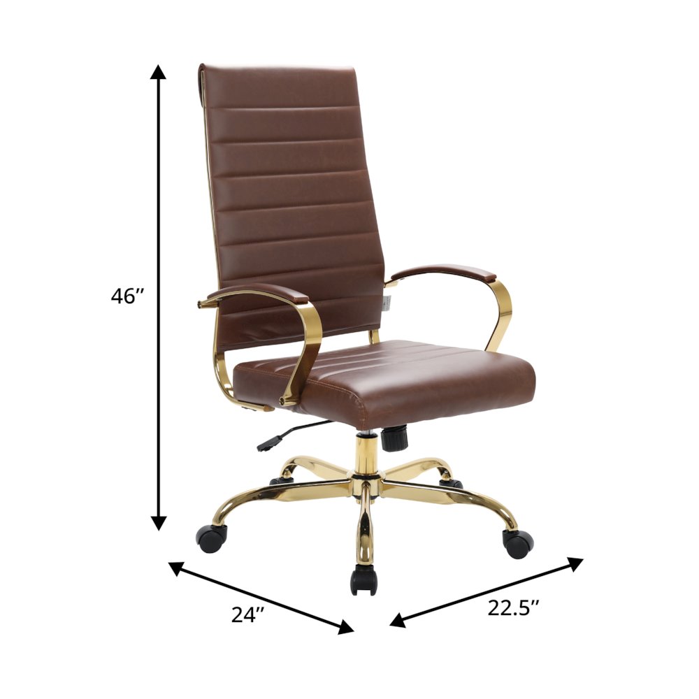 Benmar High-Back Leather Office Chair With Gold Frame