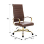 Benmar High-Back Leather Office Chair With Gold Frame