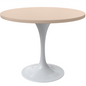 Verve 36 Round Dining Table, White Base with Light Natural Wood MDF Top