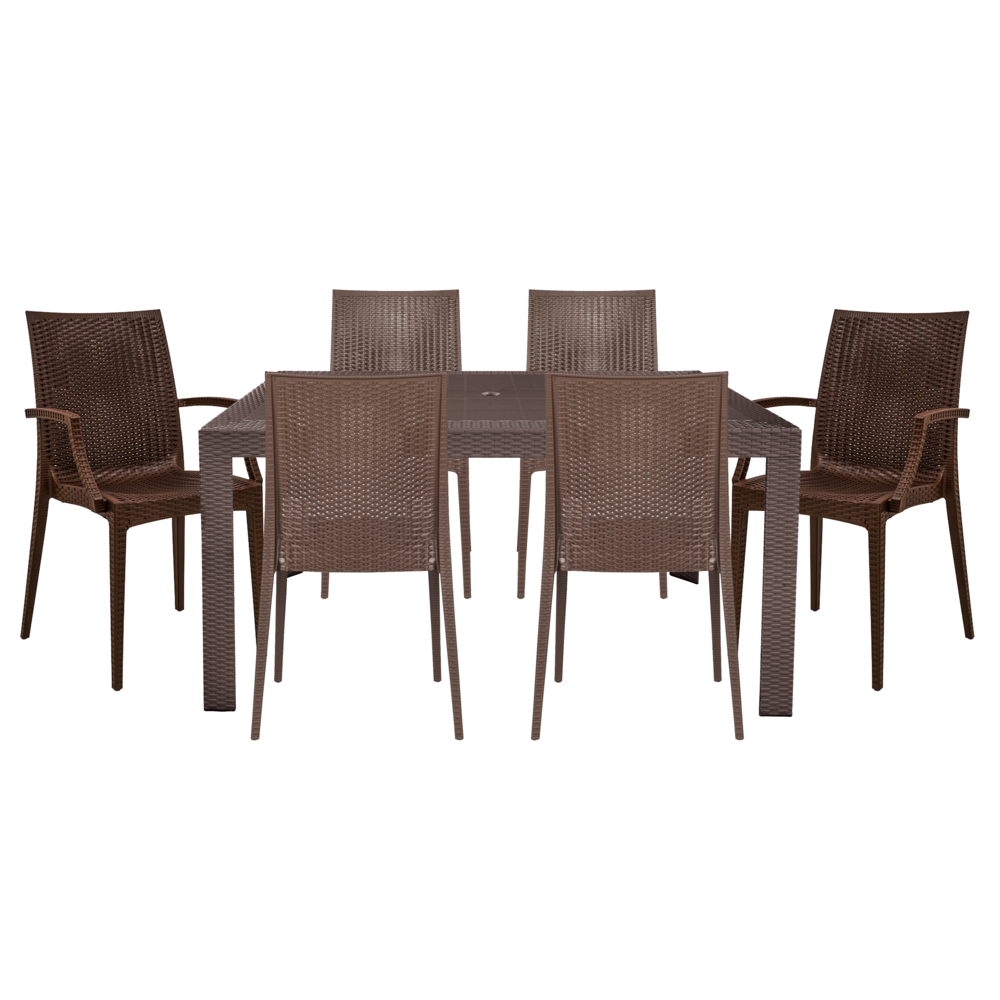 Mace Mid-Century 7-Piece Rectangular Outdoor Dining Set with 4 Side Chairs