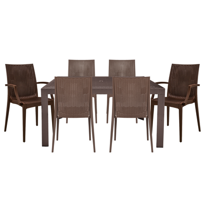 Mace Mid-Century 7-Piece Rectangular Outdoor Dining Set with 4 Side Chairs