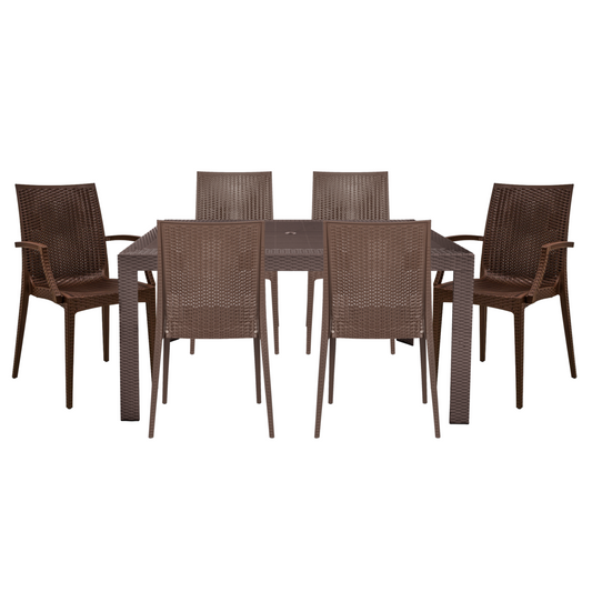 Mace Mid-Century 7-Piece Rectangular Outdoor Dining Set with 4 Side Chairs