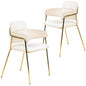 Axis Collection Modern Gold Dining Chair in Beige - Set of 2