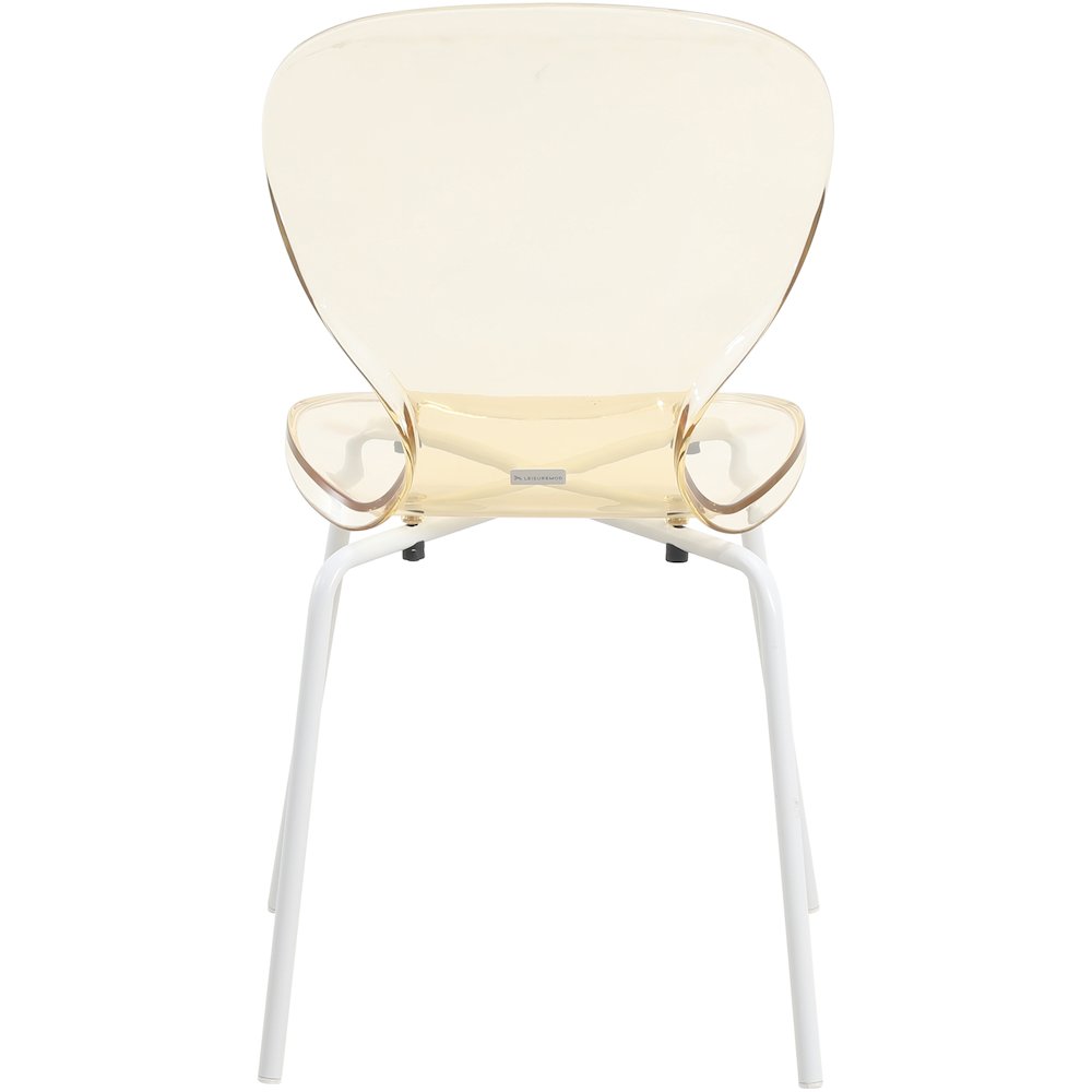 Modern Oyster Transparent Side Chair in White Base Set of 2