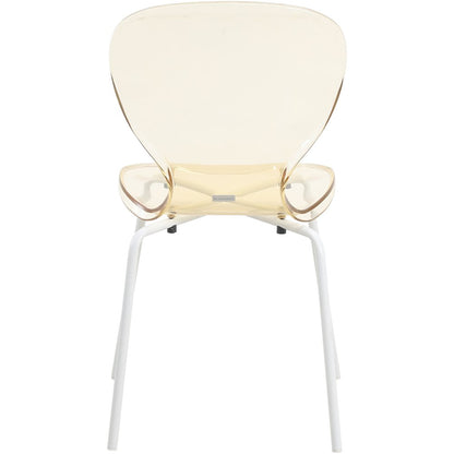 Modern Oyster Transparent Side Chair in White Base Set of 2