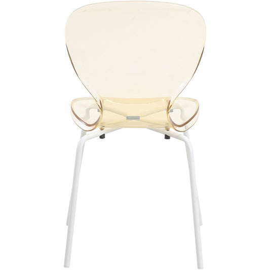 Modern Oyster Transparent Side Chair in White Base Set of 2