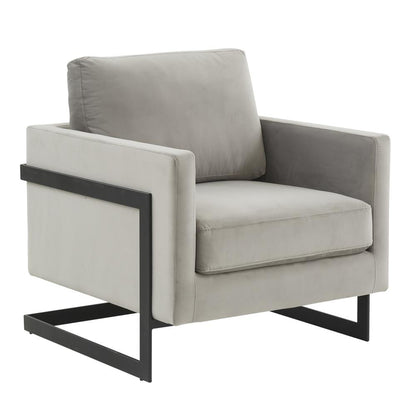 Velvet Accent Armchair With Black Steel Frame