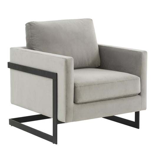 Velvet Accent Armchair With Black Steel Frame