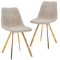 Markley Modern Leather Dining Chair With Gold Legs in Taupe Set of 2