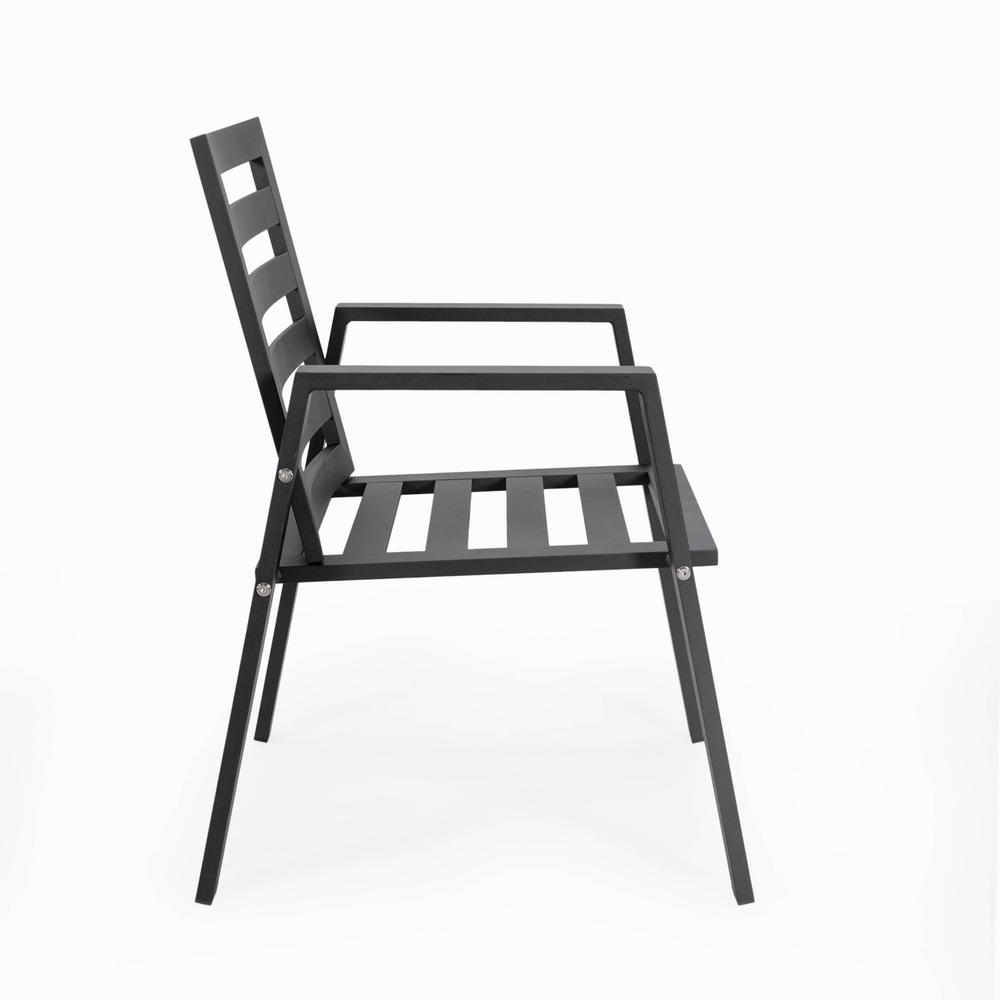 Patio Dining Armchair in Aluminum with Removable Cushions Set of 4