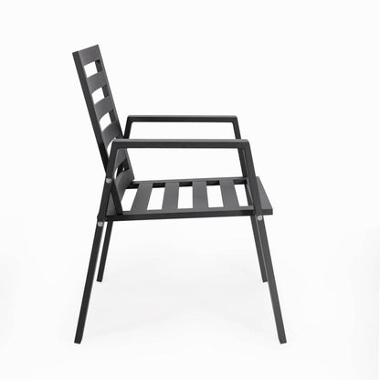 Patio Dining Armchair in Aluminum with Removable Cushions Set of 4