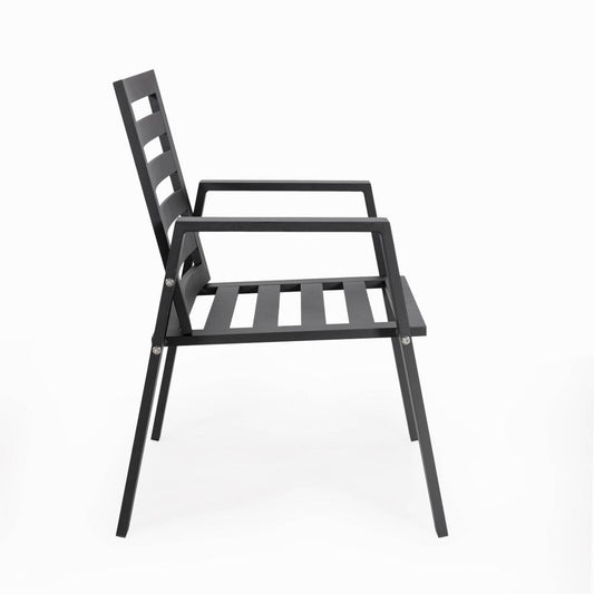 Patio Dining Armchair in Aluminum with Removable Cushions Set of 4