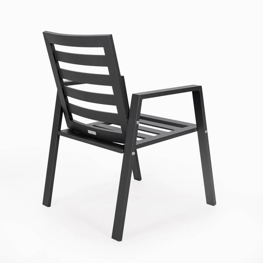 Patio Dining Armchair in Aluminum with Removable Cushions Set of 4