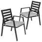 Patio Dining Armchair in Aluminum with Removable Cushions Set of 2