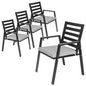 Patio Dining Armchair in Aluminum with Removable Cushions Set of 4