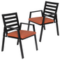 Patio Dining Armchair in Aluminum with Removable Cushions Set of 2