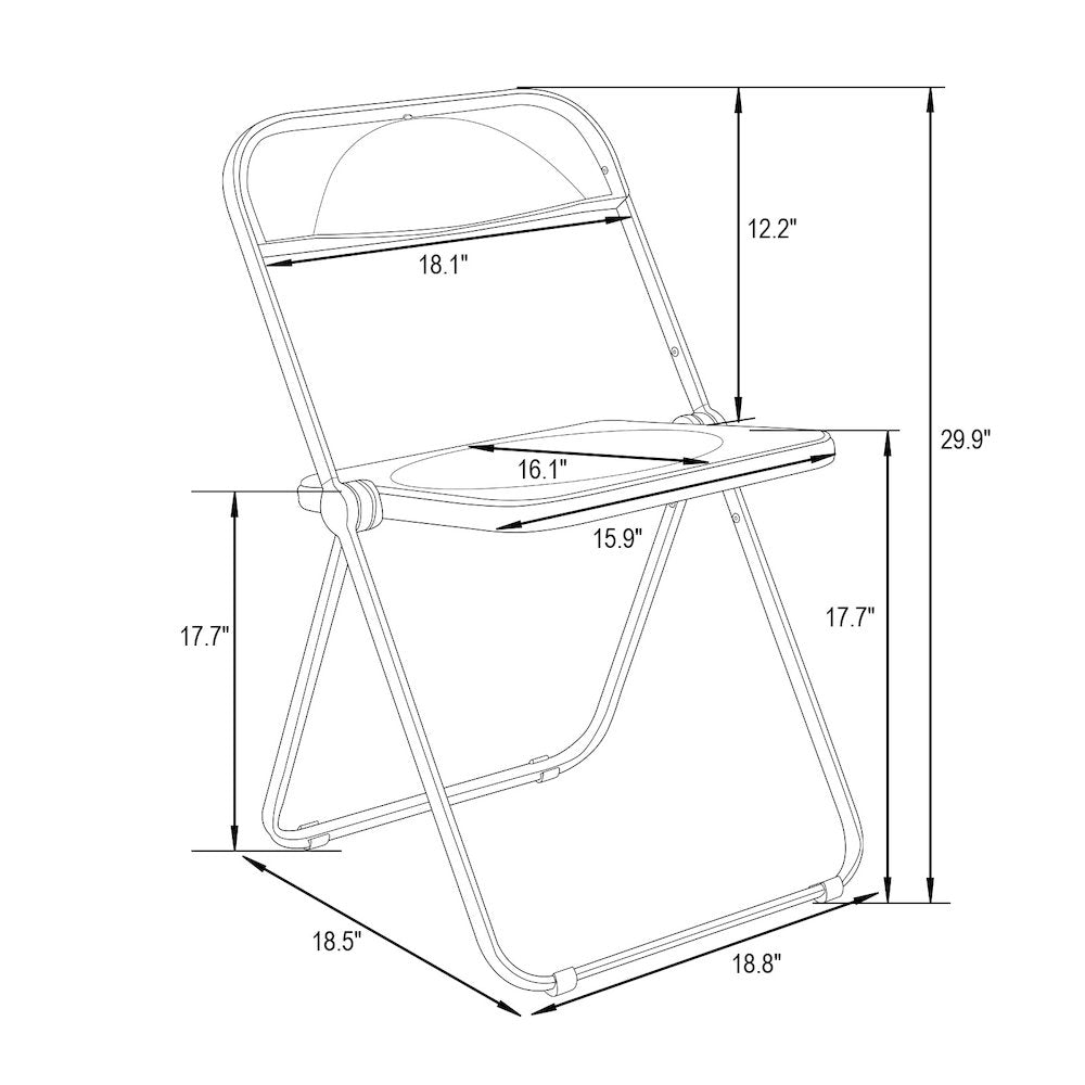 Lawrence Acrylic Folding Chair With Gold Metal Frame