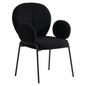 Celestial Series Boucle Dining Arm Chair, Black Frame with Black Fabric